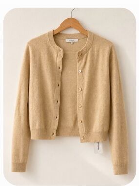 Almia Soft Beige Button-Front Cardigan